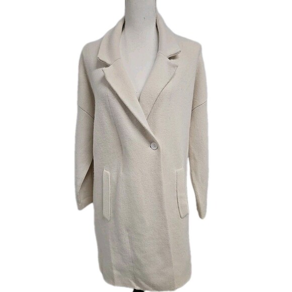 The Cashmere Project 100% Cashmere Cardigan Sweater Pockets Cream Women’s Size M - Picture 1 of 9